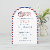 4 juli Een Amerikaanse kerel 1e verjaardag Kaart (Staand voorkant)