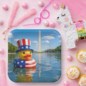 4 juli-eend in het Reflecting Pool Papieren Bordje (Feest)