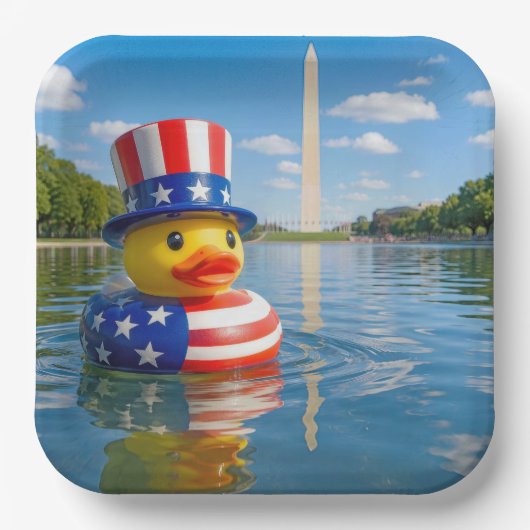 4 juli-eend in het Reflecting Pool Papieren Bordje (Voorkant)