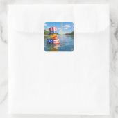 4 juli-eend in het Reflecting Pool Vierkante Sticker (Tas)