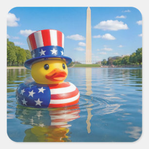 4 juli-eend in het Reflecting Pool Vierkante Sticker