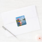 4 juli-eend in het Reflecting Pool Vierkante Sticker (Envelop)