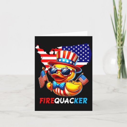 4 juli eend vuurwerk patriottische vierde juli kaart (Voorkant)