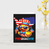 4 juli eend vuurwerk patriottische vierde juli kaart (Gele Bloem)
