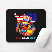 4 juli eend vuurwerk Patriottische vierde juli Muismat (Met muis)