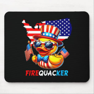 4 juli eend vuurwerk Patriottische vierde juli Muismat