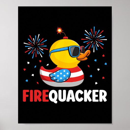 4 juli eend vuurwerk patriottische vierde juli poster (Voorkant)