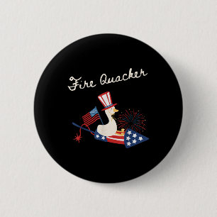 4 juli eend vuurwerk patriottische vierde juli ronde button 5,7 cm