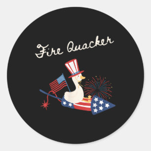 4 juli eend vuurwerk patriottische vierde juli ronde sticker