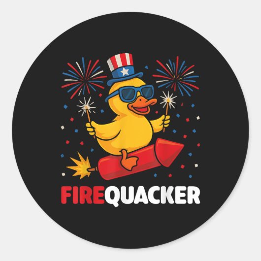 4 juli eend Vuurwerk Patriottische vierde juli Ronde Sticker (Voorkant)