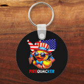 4 juli eend vuurwerk patriottische vierde juli sleutelhanger (Voorkant)