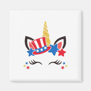 4 juli Eenhoorn Amerikaanse vlag Patriottische Een Magneet