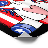 4 juli Eenhoorn Amerikaanse vlag Patriottische vro Poster (Hoek)