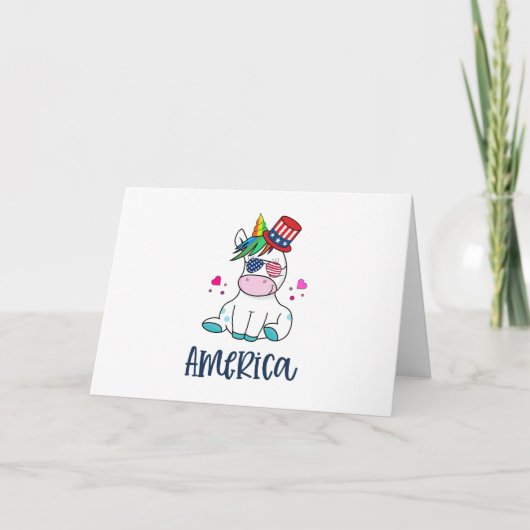 4 juli eenhoorn met USA-vlag zonnebril Kaart (Voorkant)