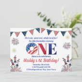 4 juli Eerste verjaardag Firecracker Kaart (Staand voorkant)