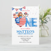 4 juli Eerste verjaardag Kaart (Staand voorkant)