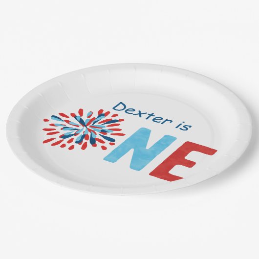 4 juli Eerste verjaardag Papieren Bordje (Gekanteld)