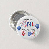 4 juli eerste verjaardagsfeestje ronde button 3,2 cm (Voorkant /achterkant)