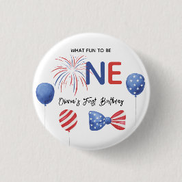 4 juli eerste verjaardagsfeestje ronde button 3,2 cm