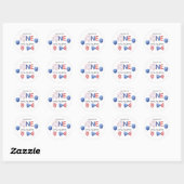4 juli eerste verjaardagsfeestje ronde sticker (Vel)