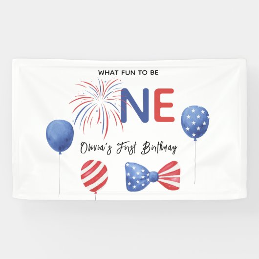 4 juli Eerste Verjaardagsfeestje Spandoek (Horizontaal)