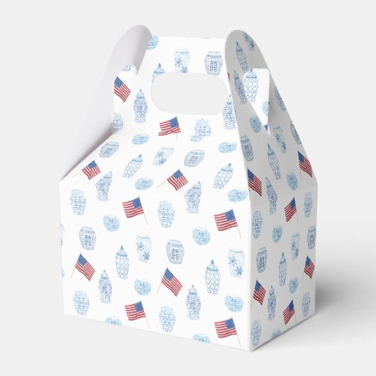 4 juli Elegante Chinoiserie American Flag Bruiloft Bedankdoosjes (Achterkant)