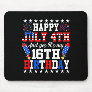 4 juli en ja het is mijn 16de verjaardag 4 juli muismat