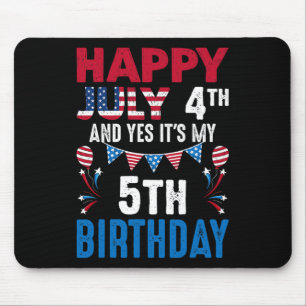 4 juli en ja het is mijn 5e verjaardag Amerikaanse Muismat
