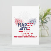 4 juli en ja, het is mijn verjaardag vrijheid grat kaart (Staand voorkant)