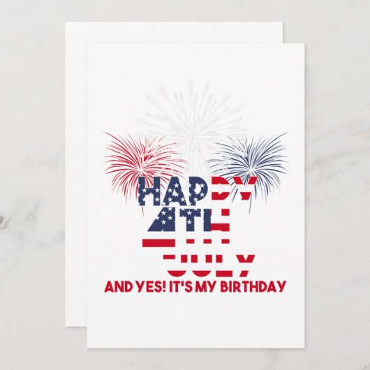 4 juli en ja, het is mijn verjaardag vrijheid grat kaart (Voorkant / Achterkant)