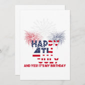4 juli en ja, mijn geboortedag is vrij kaart (Voorkant / Achterkant)