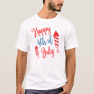 4 juli en vuurwerk t-shirt