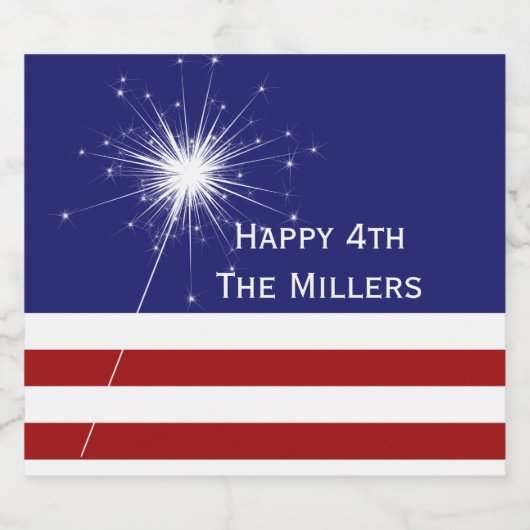 4 juli etiket met naam (Enkel label)