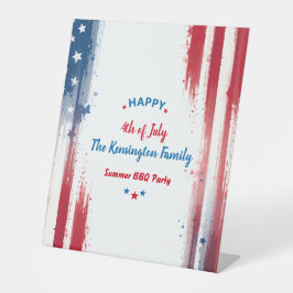 4 juli Familie BBQ Party Zomervakantie Reclamebord Met Voetstuk