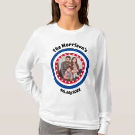 4 juli Familie Foto naam rood en blauw T-shirt