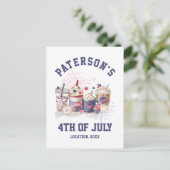 4 juli Familie Reünie Partij Onafhankelijkheidsdag Briefkaart (Staand voorkant)