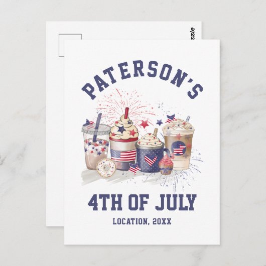 4 juli Familie Reünie Partij Onafhankelijkheidsdag Briefkaart (Voorkant / Achterkant)