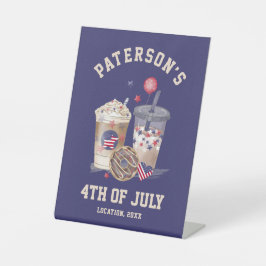 4 juli Familie Reünie Partij Onafhankelijkheidsdag Reclamebord Met Voetstuk