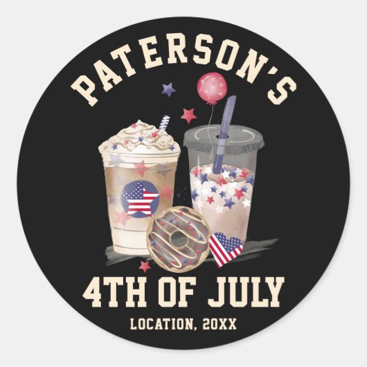 4 juli Familie Reünie Partij Onafhankelijkheidsdag Ronde Sticker (Voorkant)