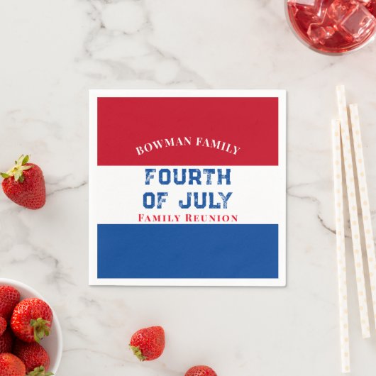 4 juli Familie Reünie Rood Wit Blauw Custom Servet (Insitu)