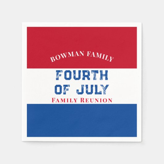 4 juli Familie Reünie Rood Wit Blauw Custom Servet (Voorkant)