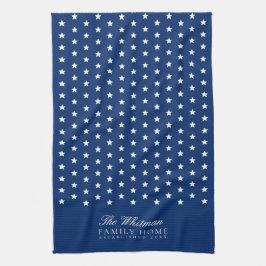 4 juli familienaam sterren blauw theedoek