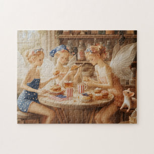 4 juli feeërieke patriottische cottagecore keuken legpuzzel