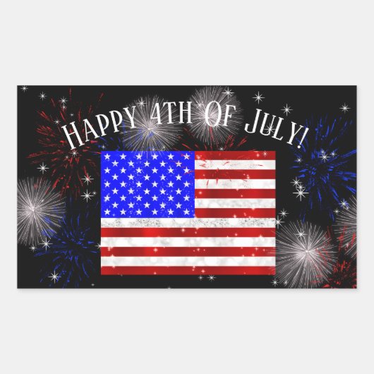 4 juli Feest - Amerikaanse vlag Rechthoekige Sticker (Voorkant)
