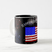 4 juli Feest - Amerikaanse vlag Tweekleurige Koffiemok (Voorkant links)