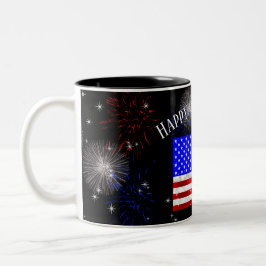 4 juli Feest - Amerikaanse vlag Tweekleurige Koffiemok