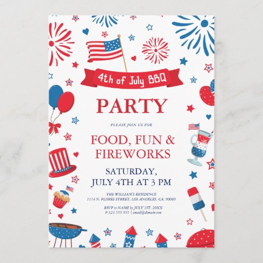 4 juli feest barbecue rand frame kaart (Voorkant)