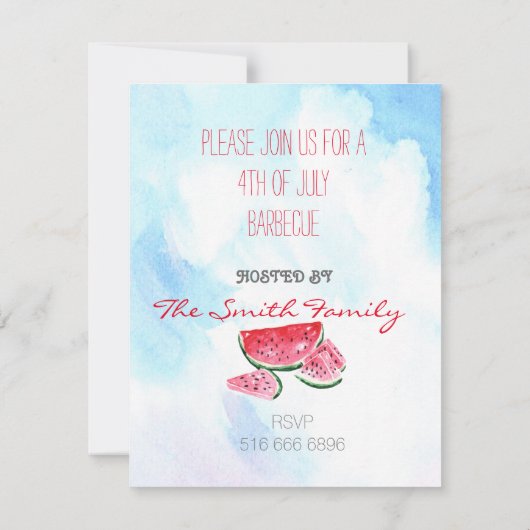 4 juli feest barbecue uitnodiging (Achterkant)