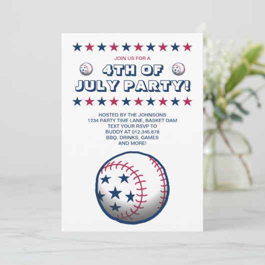 4 juli Feest Baseball Kaart (Staand voorkant)