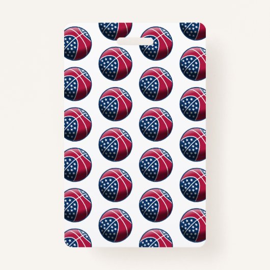 4 juli Feest Basketbal Badge (Achterkant)